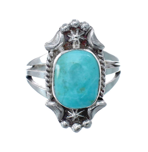 Native American Turquoise Sterling Silver Navajo Ring Size 6-1/4 AX128521